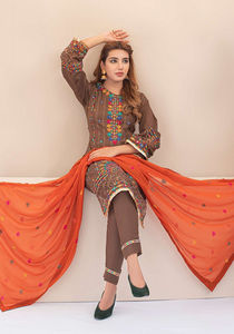 Original Markenware Neue Modische Damen Lawn-Anzüge Traditionelle Party Ethnische Pakistanische Bestickte 3-teilige Shalwar Kameez Dupatta - Product Image 2