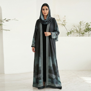 Premium Weightless Solid Kimono Two Piece Set Scarf <b>Long</b> Cardigan Outerwear Muslim Ladies Flowy <b>Dress</b> Plus Size Wedding Abaya - Product Image 1