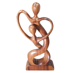 Sculpture en bois de teck de haute qualité faite à la main 'Connection', surface polie à la main, art d'exposition, sculpture gravée, artisanat de table - Product Image 1