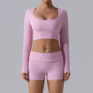 ชุดเสื้อผ้าเล่นโยคะของผู้หญิงชุดออกกำลังกายเล่นกีฬารัดรูประบายอากาศได้ดีแห้งเร็วดีไซน์ใหม่ - Product Image 6