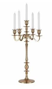 Candélabre de table de mariage bougeoir cinq bras candélabre conique pièce maîtresse argent brillant polonais fait à la main - Product Image 4