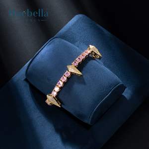 Hot Sale 5mm 18k Yellow Gold Plated 925 Sterling <b>Silver</b> Pink Fight Tooth and Claw Tennis <b>Bracelet</b> <b>for</b> <b>Men</b> - Product Image 2