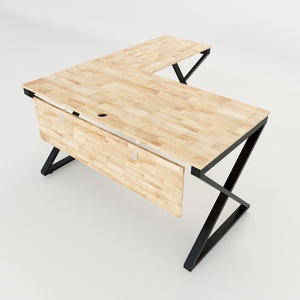 Bureau en L XConcept HBXC016 140x150mm, design minimaliste moderne, acier inoxydable, assemblage requis pour le mobilier de bureau - Product Image 1
