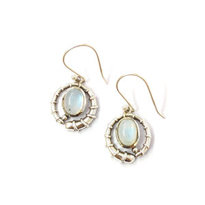 Boucles d'oreilles pendantes en pierre de lune de 4,6 grammes avec technologie d'incrustation à serti clos - Product Image 1