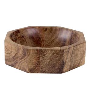 Cuenco para servir de madera de acacia y metal de alta tendencia, cena en casa, Hotel, fiestas, Catering, acabado esmaltado tallado - Product Image 5