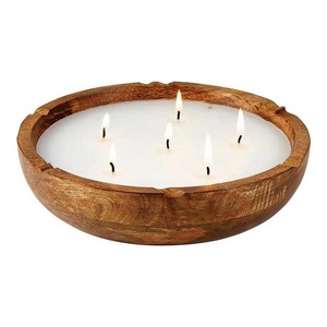 Cuenco de madera hecho a mano para velas, decoración rústica para el hogar y centro de mesa, cuenco de madera Natural para velas perfumadas o decorativas - Product Image 1