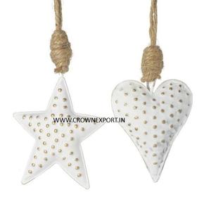 Corazón de grabado con estrella y corazón Adorno colgante de pared de Navidad para la casa para decorar la ocasión navideña - Product Image 3