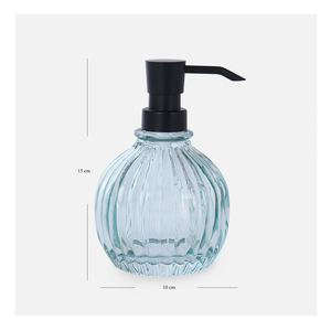 Distributeur de savon en verre côtelé bleu de qualité supérieure Accessoires de salle de bain de luxe Distributeur de savon pour la maison et l'hôtel - Product Image 4