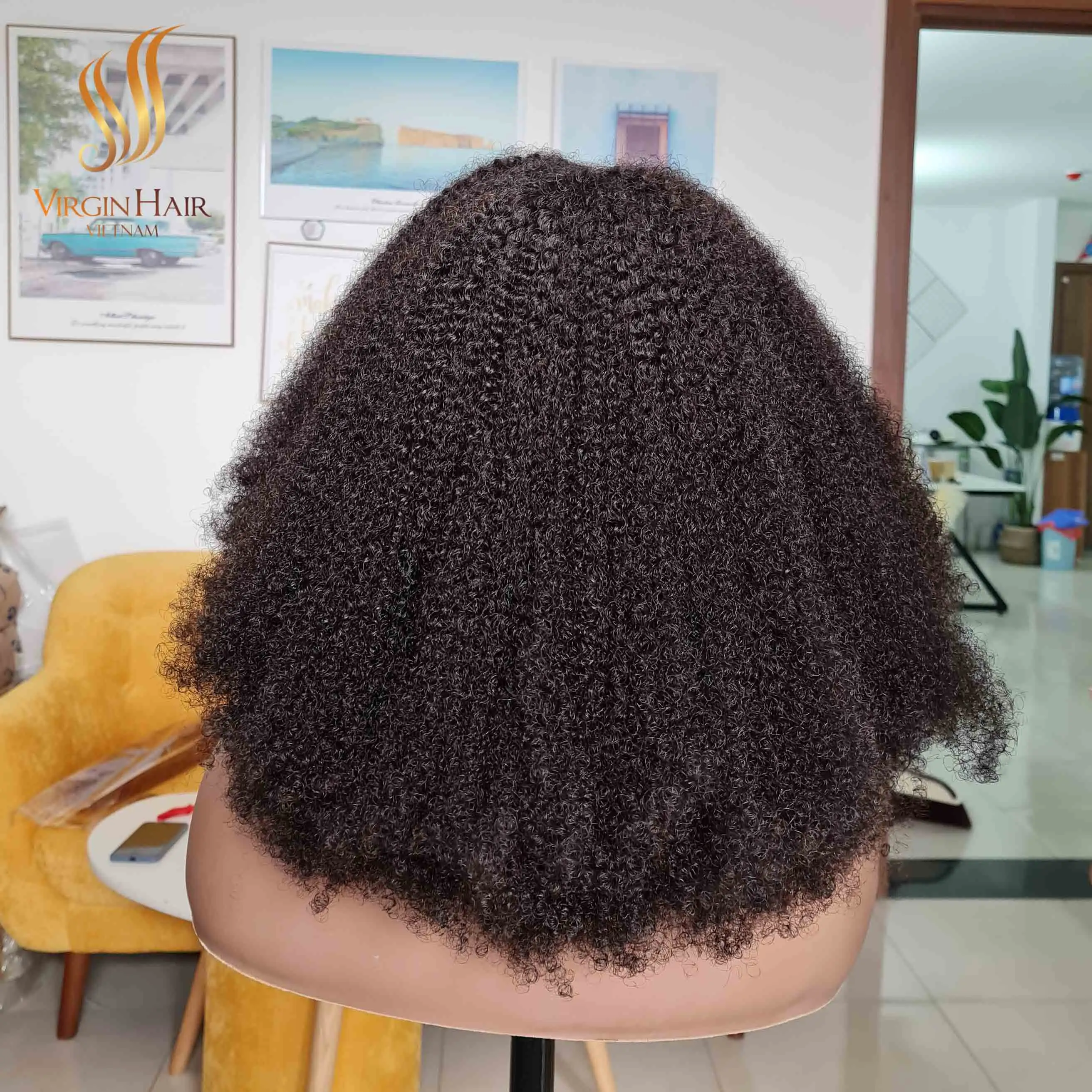 [वियतनामी बाल एक्सटेंशन] मानव बाल Wigs एफ्रो गांठदार घुंघराले Hd पूर्ण फीता ललाट विग