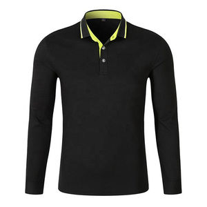 Polo de algodón de cuerpo entero para hombre con logotipo de diseño personalizado, ropa deportiva de manga larga, peso de tela de 180 gramos para golf - Product Image 4