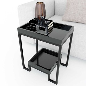 Modern Rubber Wood & Iron Frame Two-tiered Living Room <b>Side</b> <b>Table</b> Durable <b>Set</b> (SST005) - Product Image 2