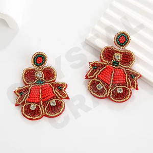 Pendientes colgantes con cuentas de Navidad Vintage para mujer patriótico naranja blanco azul para bodas o días conmemorativos - Product Image 3