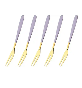 Ensemble de fourchettes à fruits dorées avec poignée en PVD uni pour ustensiles de cuisine table à manger ensemble de fourchettes à fruits cuillère en acier miroir - Product Image 4