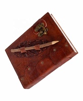 Cuaderno personalizado de piel auténtica, diario marrón oscuro antiguo con lápiz de madera, cuaderno de notas hecho a mano para planificadores diarios