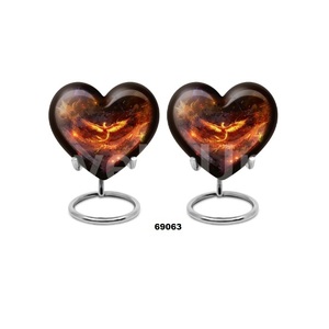 Vente chaude belle urne adulte de crémation de coeur de souvenir d'oiseau de Phoenix pour les cendres humaines avec le support et le sac libre de velours - Product Image 1