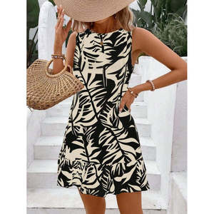 Robe courte sans manches à col rond et à volants pour femme de Jane's, style Sofia, pour un usage quotidien décontracté - Product Image 3