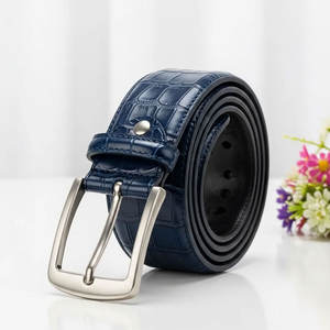 Ceinture en cuir gaufré croco de haute qualité, design élégant pour les looks décontractés et formels, ceinture en cuir gaufré croco classique et tendance - Product Image 1