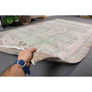 Alfombra de pelo medio ecológica de lana turca Vintage verde rosa tejido plano de gran tamaño 5 pies 9 pulgadas X 9 pies 3 pulgadas Patchwork comedor - Product Image 5