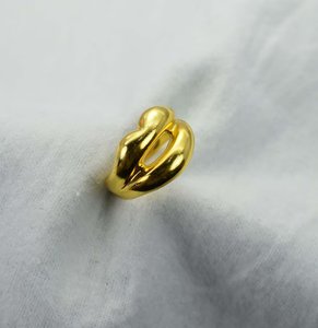 Anillo llamativo con forma de labio bohemio de plata 925 con chapado en oro, anillo peculiar para boda/fiesta para mujer, regalo para niñas - Product Image 3