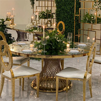 Table de mariage de luxe avec jolie taille pour événement Tables de salle à manger en verre en acier inoxydable pour événement Hall d'hôtel
