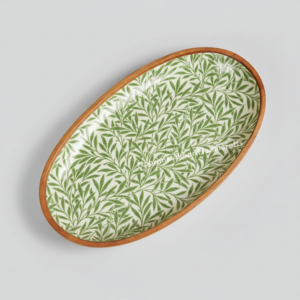 Plats ronds en bois de noyer naturel, faciles à nettoyer, plateaux de service, assiettes profondes imprimées en émail pour la cuisine, la salle à manger, fournisseur en gros - Product Image 5