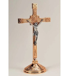 Croix texturée en laiton coulé de haute qualité avec décor religieux de la Figure de Jésus pour l'autel de l'église culte à la maison et article d'utilisation de prière - Product Image 1