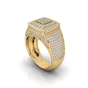 Anillo de Diamantes de Lujo para Hombre en Plata de Ley 925, Diseño Único, Totalmente Cubierto de Diamantes con Claridad VVS, Engaste Pavé Dorado, Estilo Hip-Hop, para Fiestas y Bodas - Product Image 4