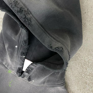 Sun Faded Wash Hoodie Custom 100% Cotton Pullover Oversized Hoodie Vintage Distressed Ripped Sunfaded Acid Wash Hoodies For Men - Product Image 6