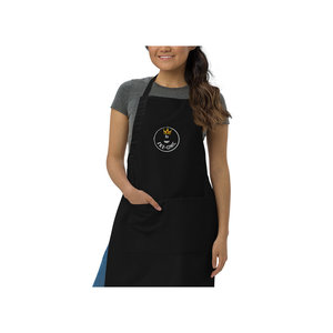 Tablier de logo de signature brodé en coton 100% de qualité supérieure Tablier de nettoyage sans manches à bavoir de style uni pour un usage alimentaire commercial - Product Image 3