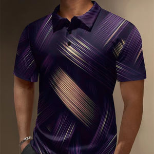 Jersey sólido antiarrugas con estampado de transferencia de calor para hombre, camisas informales con botones de negocios a la moda, camisas de manga corta transpirables para camisa - Product Image 1