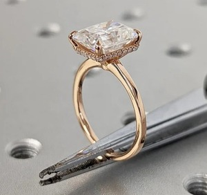 DสีสดใสตัดLab GrownเพชรHaloซ่อนแหวนแต่งงานแหวนSolitaire 14 K Rose Goldแหวนผู้หญิงของขวัญสําหรับเธอ - Product Image 5