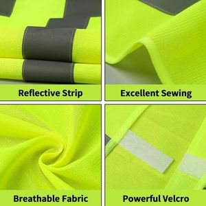 Chaleco reflectante de seguridad personalizable de poliéster 100% Chaleco ligero de trabajo y seguridad con logotipo para hombres de talla grande - Product Image 5