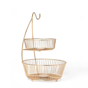 Paniers de rangement en métal doré les plus vendus Paniers de fruits suspendus de qualité supérieure Centre de table avec un design étonnant - Product Image 1