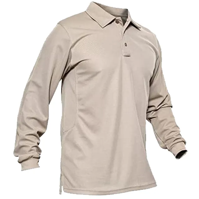 Kemeja Polo 3 tombol cepat kering kinerja Lengan Panjang kaus taktis Pique Jersey kemeja Golf mady oleh Shanawar Industries