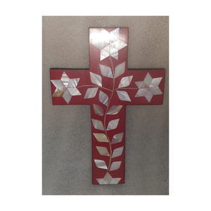 Vente en gros directe d'usine à prix avantageux, design élégant en bois naturel avec nacre, logo de croix de Noël pour la décoration de la maison - Product Image 1