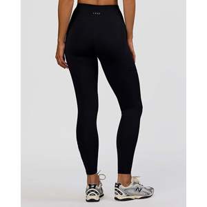 Leggings sin Costuras de Cintura Alta con Bolsillos - Negro Marshmallow Talla XXS para Yoga y Fitness - Product Image 5
