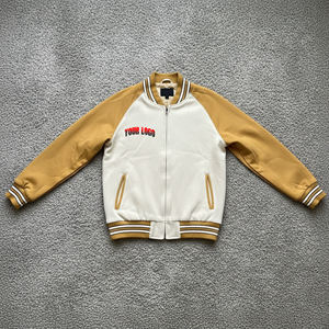 Chaqueta universitaria de béisbol con cierre de cremallera de talla grande para hombre, chaqueta de peso pesado con logotipo bordado de chenilla personalizado - Product Image 1