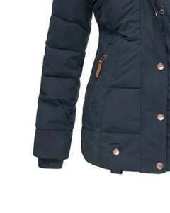 Chaqueta de Invierno para Mujer, Color Azul Marino Oscuro, con Capucha de Piel, Gruesa, Abrigada, Forrada de Felpa, Diseño Impermeable y Cortavientos, para Uso Casual al Aire Libre - Product Image 5