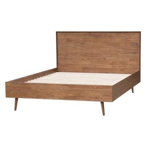 Cama de madera minimalista moderna, muebles de madera Suar de caoba de teca duradera, juegos de dormitorio de Color Natural para Hotel Villa 051203 - Product Image 6