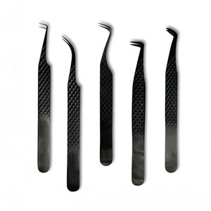 Pinzas de pestañas con punta de fibra de acero inoxidable de nuevo estilo, pinzas de agarre de fibra, pinzas de 90 grados con logotipo personalizado para extensión de pestañas - Product Image 6