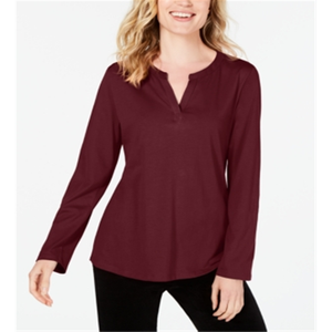 Top Invernale da Donna Charter Club con Stampa e Collo Halter, in Cotone Supima Lavorato a Maglia con Decorazione a Bottoni, Colore Vino, Taglia dalla Petite alla XL - Product Image 1