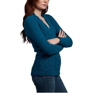 Pull décontracté pour femme à col en V, super doux, de haute qualité, avec logo personnalisé, manches longues, motif uni, coupe classique, 100 % acrylique, pour l'hiver - Product Image 4