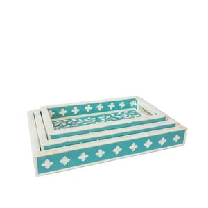 Plateau d'incrustation d'os personnalisé de luxe avec détails en nacre pour salon chic et décoration de cadeaux de fête - Product Image 5