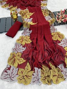 Evergreen Designer Outfit Belle Couleur Vichitra Soie Saree Blouse Avec Zari Travail Magnifique À La Recherche Top Qualité Femme Mode - Product Image 6