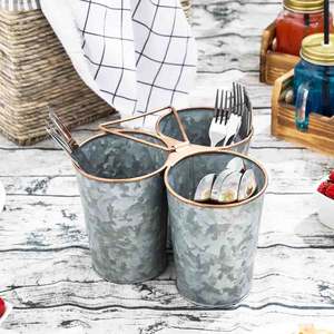 Ustensile Servir Ware Holder Panier Condiment Organisateur Cuisine Utilitaire Titulaire Galvanisé Ustensile Caddy Pour Les Fêtes Ferme - Product Image 5