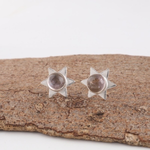 Pendientes de diseño artesanal con elegante piedra de ametrino púrpura en plata de ley 925 para mujeres y niñas. - Product Image 5
