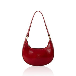 Bolso de Hombro Tipo Media Luna de Cuero Genuino Hecho a Mano en Italia, con Curtido Vegetal - Product Image 1