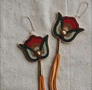 Boucles d'oreilles Boho faites à la main pour femmes nouvelle mode décorative fête Floral perlé graines de riz boucles d'oreilles goutte - Product Image 6