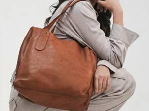 Distressed Brown Leather Fashion Tote <b>Bag</b> Women Vintage Shoulder Soft <b>Slouchy</b> Two Straps Shopper Handbag Large Rustic Daily - Product Image 2