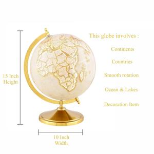 ลูกโลกโลกคาลวินโบราณเพื่อการศึกษาพร้อมโลหะหนักและฐานโลหะตกแต่งบ้านสําหรับเด็กและนักเรียน - Product Image 4